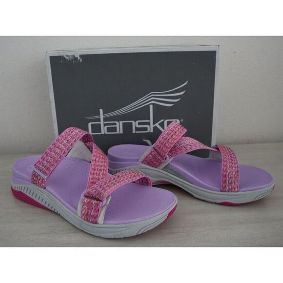 Dansko 13115 Women Sz 38-US 8 Fuchsia Multi Rosette Webbing Slip-On Sandals $110 - Picture 1 of 10